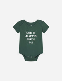 God Is Always With Me Green Onesie Christian Baby Clothing