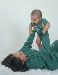 God Is Always With Me Green Onesie Christian Baby Clothing