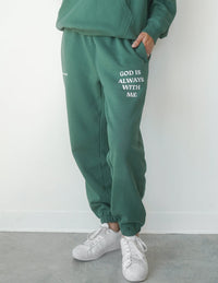 God Is Always With Me Green Unisex Sweatpant Christian Apparel