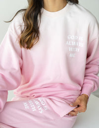 God Is Always With Me Pink Unisex Crewneck Christian Sweatshirt