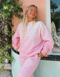 God Is Always With Me Pink Unisex Crewneck Christian Sweatshirt