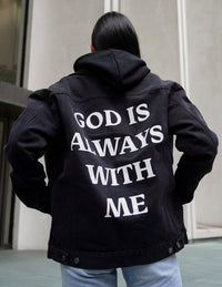 God is Always With Me Christian Denim Jacket