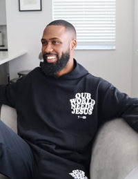 Our World Needs Jesus Black Unisex Hoodie Christian Sweatshirt