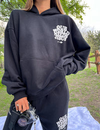 Our World Needs Jesus Black Unisex Hoodie Christian Sweatshirt