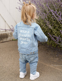 What a Friend in Jesus Kids Denim Jacket Christian Apparel