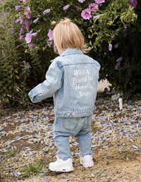 What a Friend in Jesus Kids Denim Jacket Christian Apparel
