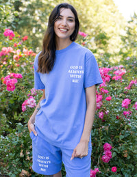 Elevated Faith God is Always With Me Blue Unisex Tee Christian T-Shirt
