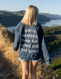 Elevated Faith Highs and Lows Denim Jacket Christian Jacket